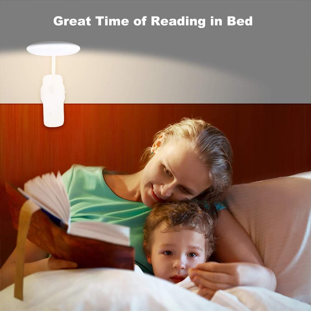 LVJING 28 LED Reading Light, 9 Different Settings Eye Protect Book Light, USB Rechargeable Reading Lamp, Touch Control Clip Desk Lamp, Flexible 360° Clip Light for Home Book Bed and Computer: Home Improvement