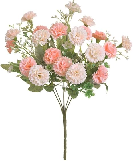 Amazon Wuuod 造花セット 置物 インテリア おしゃれ プレゼント リビング 玄関 ダイニング 誕生日 ギフト 花束 フラワー カーネーション クローブ 本物そっくり リアル きれい シルクフラワー フラワーアレンジ ソフト触感 枯れない花 1束本セット マルチカラー 造花