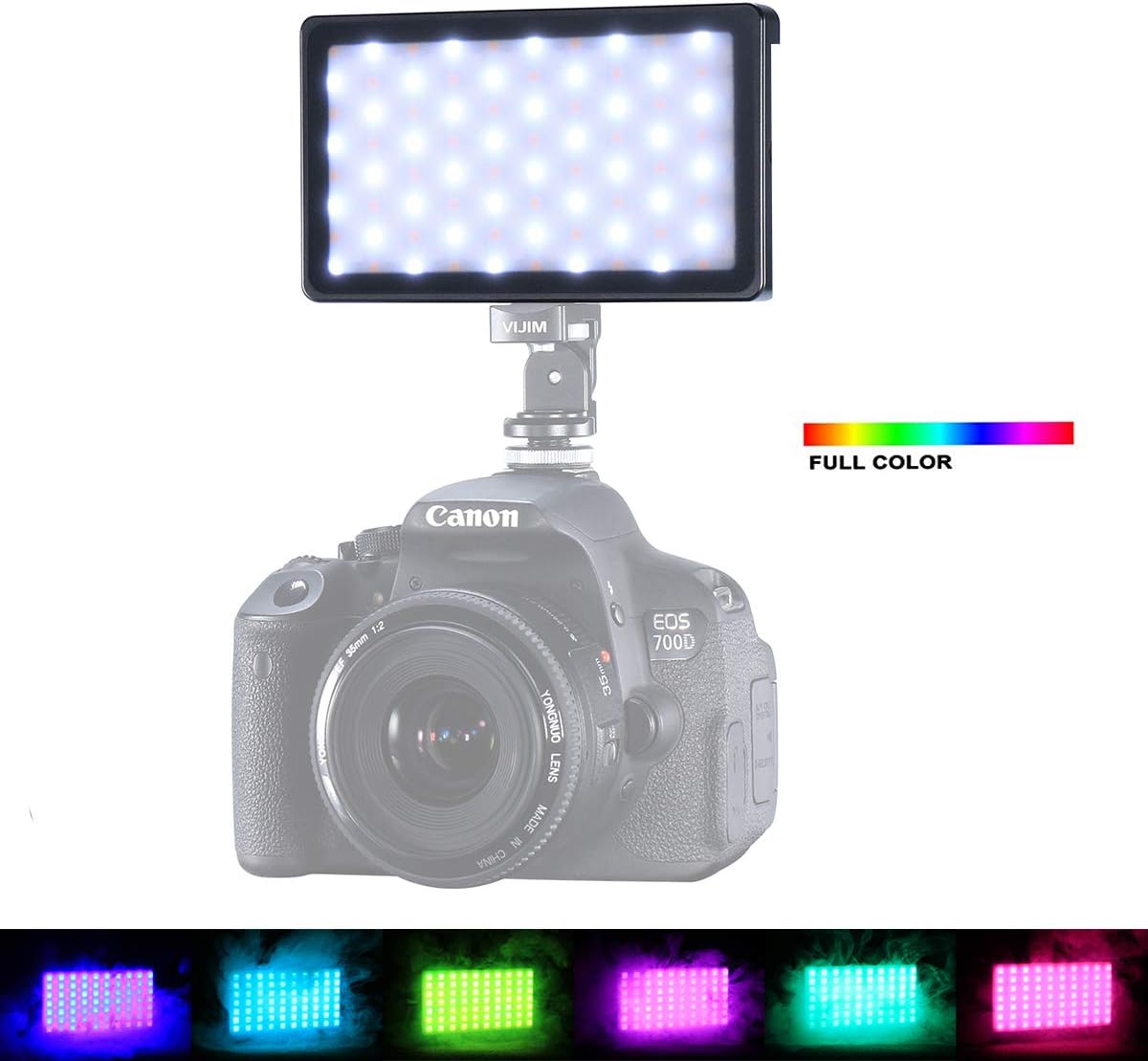 VIJIM RGB LED Video Light Full Color for DSLR Camera Camcorder, Rechargeable Battery Powered 3200mAh Built-in Battery, 2500k-8500k CRI 96 TLCI 97, Pocket Size 9 Common Scenario Simulations