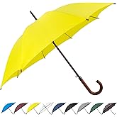 SoulRain 48" Large Umbrella –Windproof Stick Umbrellas for Rain, Automatic Open, Vintage Cane Yellow Umbrella with Classic Wooden Handle & Shaft,Open for 2 Persons for Women & Men(Yellow)