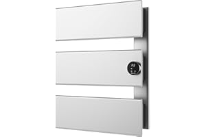 K&KALONZO Electric Towel Warmer, 18.35" W x 22.8" H Wall-Mounted Towel Heater with Built-in Timer, Waterproof Aluminum Towel Warmer for Bathroom, Support Plug-in and Hardwired, Silver, K3-R-S