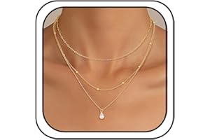 PATISORNA Layered Gold Necklace for Women 14K Gold Plated Pendant Necklace Set Gold Necklace Satck Dainty Gold Chain Trendy J