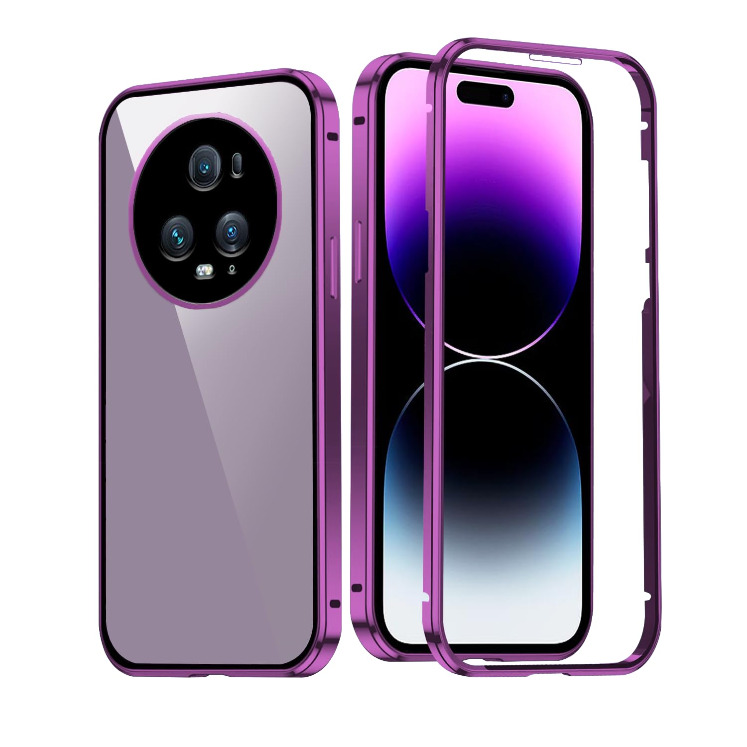 Wousunly Compatible with Honor Magic 5 Pro Case Clear, Full Body Shockproof Phone Case for Honor Magic 5 Pro with Built-in Tempered Glass Screen Protector Cases Cover (Purple)
