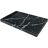 OAIQNUJ Natural Black Marble Vanity Tray, 9.8"x5.9" Genuine Marble Stone Tray for Bathroom/Kitchen/Dresser