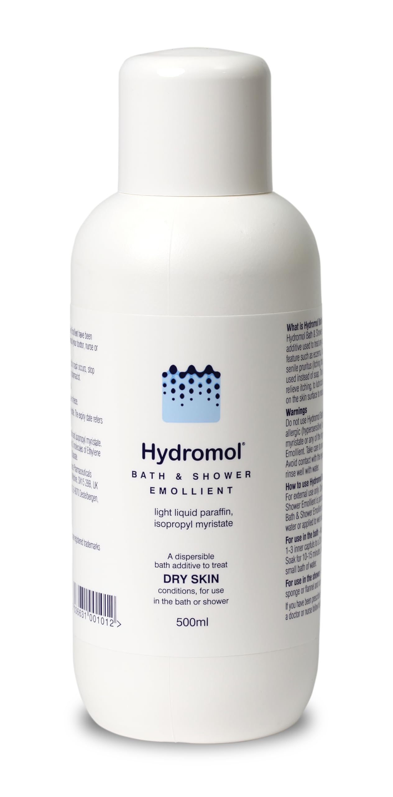 Hydromol Bath & Shower Emollient – Soap Substitute for Dry, Itchy & Sensitive Skin – for Eczema, Dermatitis & Psoriasis – Helps Relieve Itch & Soothe the Skin Barrier – 500ml