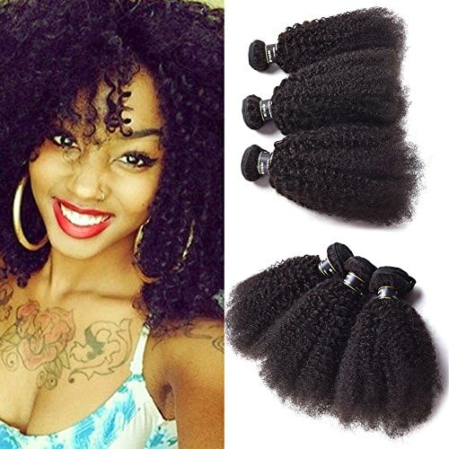 Star Show Hair 7A Brazilian Virgin Hair Afro Kinky Curly Hair Extensions Unprocessed Curly Weave 100% Human Hair Short Afro Kinky Curly Virgin Hair 3 Bundle Deals Soft and Bouncy (8 8 8 inch)