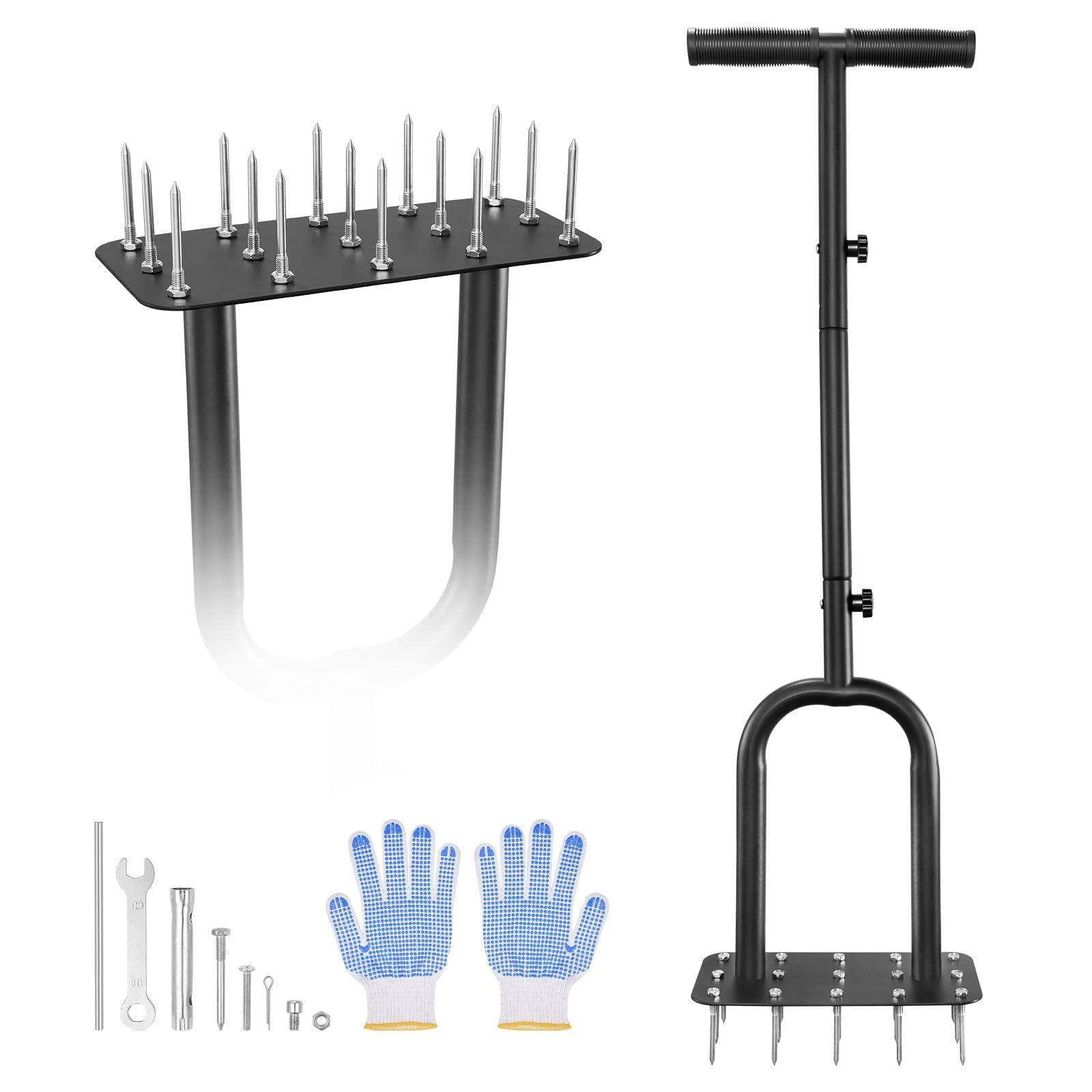 Lawn Aerator Spikes Aerating Tool, Manual Yard Grass Aerator with Strong Spikes, 34 to 36" Retractable Garden Lawn Aeration for Aeration Compact Soil