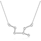 AOBOCO Sterling Silver Zodiac Necklace Embellished with Crystals from Austria, 12 Constellation Horoscope Astrology Necklace, Anniversary Birthday Jewelry Gifts for Women