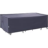 F&J Outdoors Heavy Duty Waterproof Anti-UV Rip-stop Fabric Large Patio Furniture Covers, Grey, 126"x83"x27.5"
