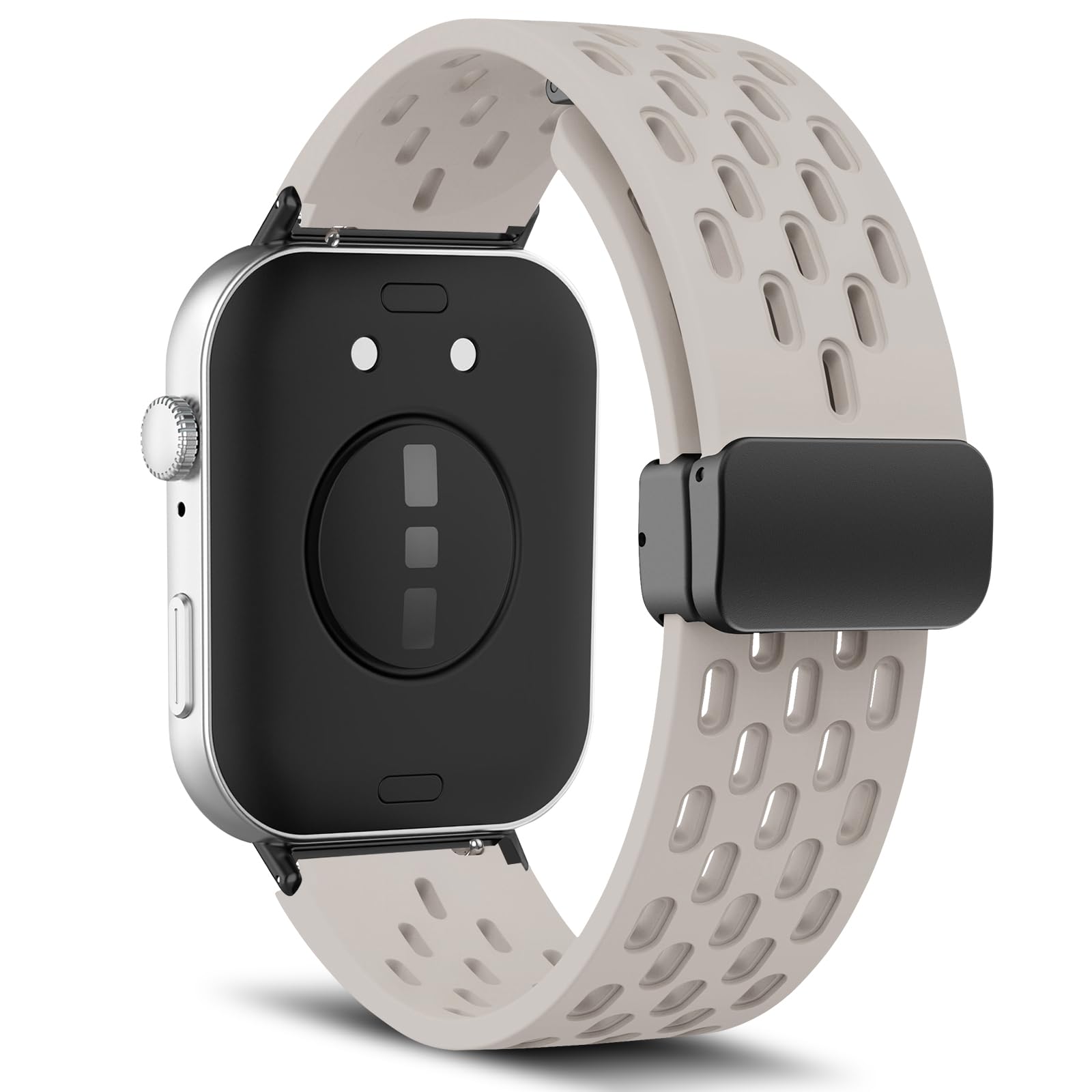 MaEiol Silicone Strap for Huawei Watch Fit 4 Pro/Fit 4/3, Soft Breathable Sport Magnetic Buckle Watch Bands Replacement Straps for Unisex - Starlight