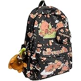 Capybara Fashionable Print Large Capacity Backpack with Pins, Accessories and Coin Purse for Adults Ita Bag (Black)
