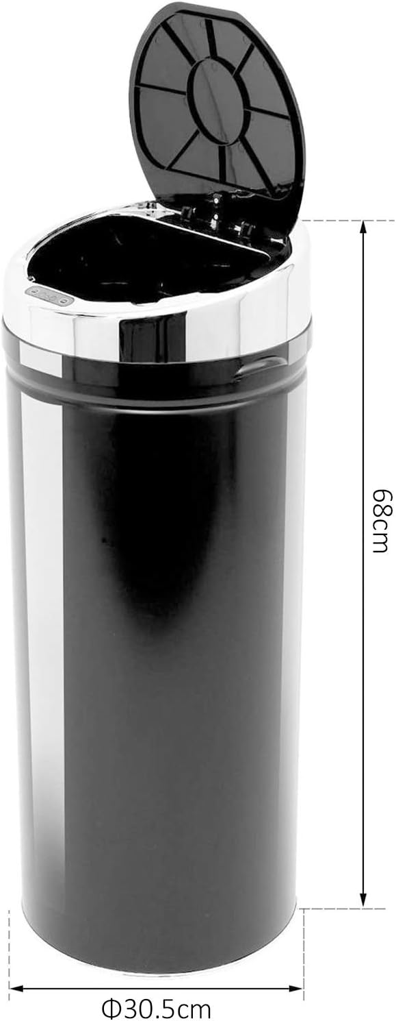 HOMCOM Stainless Steel Sensor Bin, 42L Kitchen Touch Bin, Automatic Trash Can with Inner Bucket, Soft Close, Dustbin, Black - Image 3