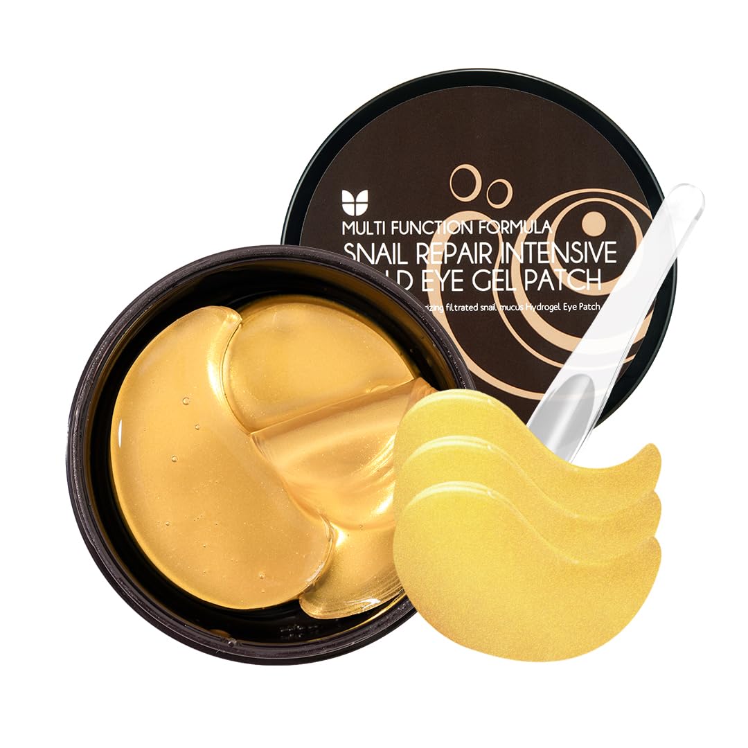 [MIZON] SNAIL REPAIR GOLD EYE GEL PATCH (x60) Korean skincare – Gold Eye Patches – Dark Circle & Anti-Aging Care – Snail Mucin Extract – Nourishes & Brightens the Eye Contour
