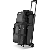 VEVOR Bowling Ball Bag, 3 Ball Double Roller Bowling Bag with Wheels, Featuring a Separate Compartment for Shoes (Up To US Size 16) &amp; Oversized Accessory Pocket, Retractable Handle Extends to 41.34 in