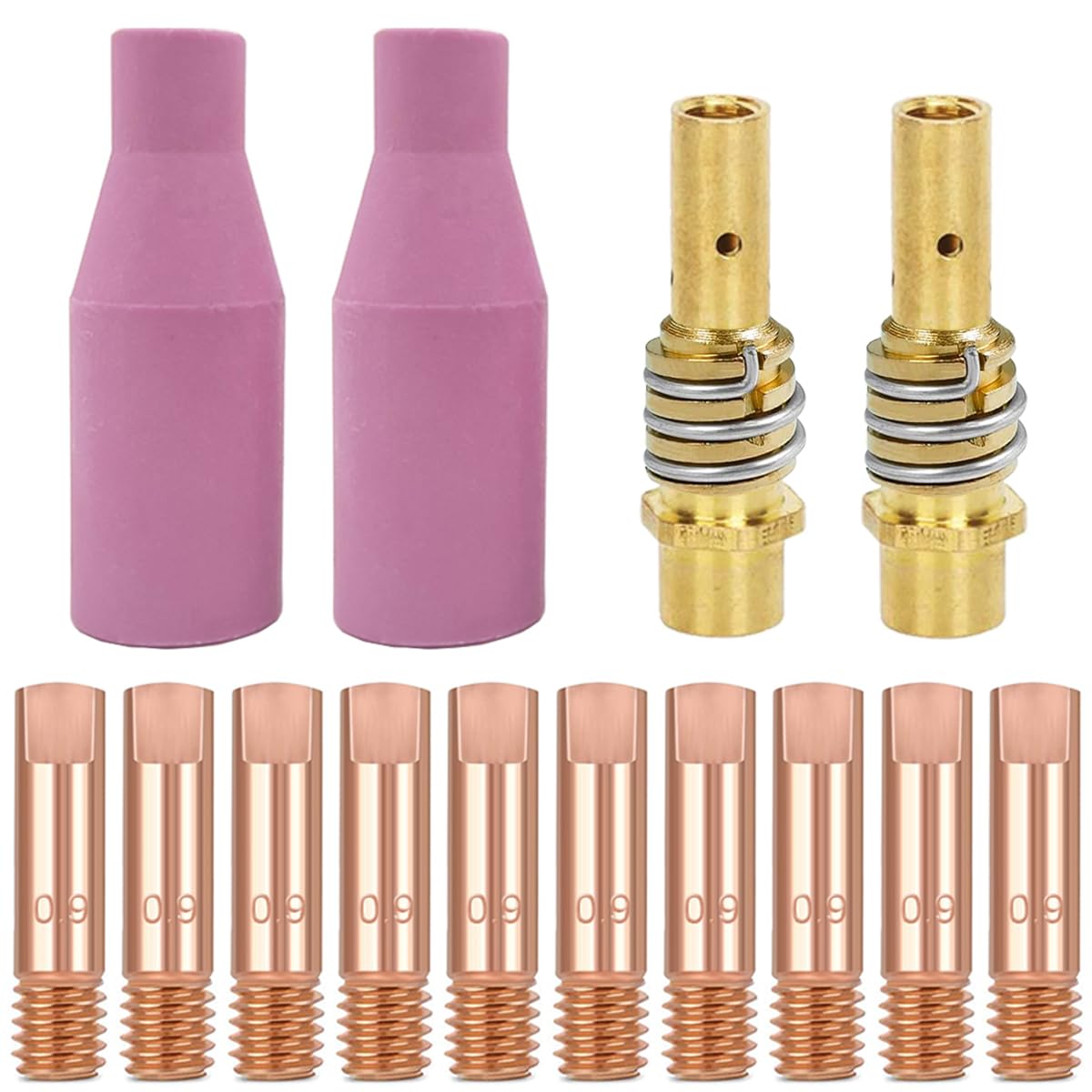 EATBALE MB15 15AK Contact Tip 0.9mm M6 & Tips Holder Difuser & Ceramic nozzles Welding Gun Accessories for MB15 15AK MIG/MAG Welding Torch(14Pcs)