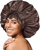 BONNET QUEEN Silk Bonnet for Sleeping Curly Hair Adjustable Chocolate Medium
