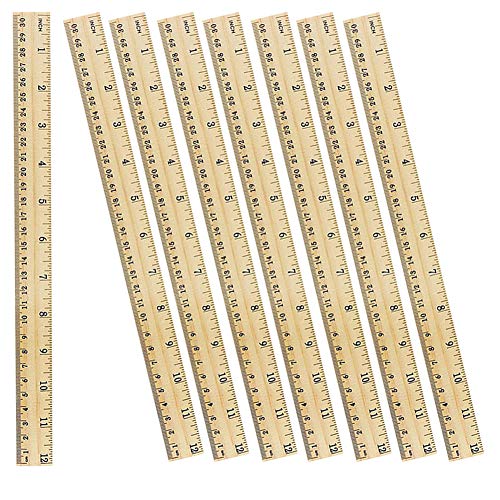 LovesTown 60 Pack Wooden Rulers, 12 Inch Ruler Bulk 2 Scale Measuring