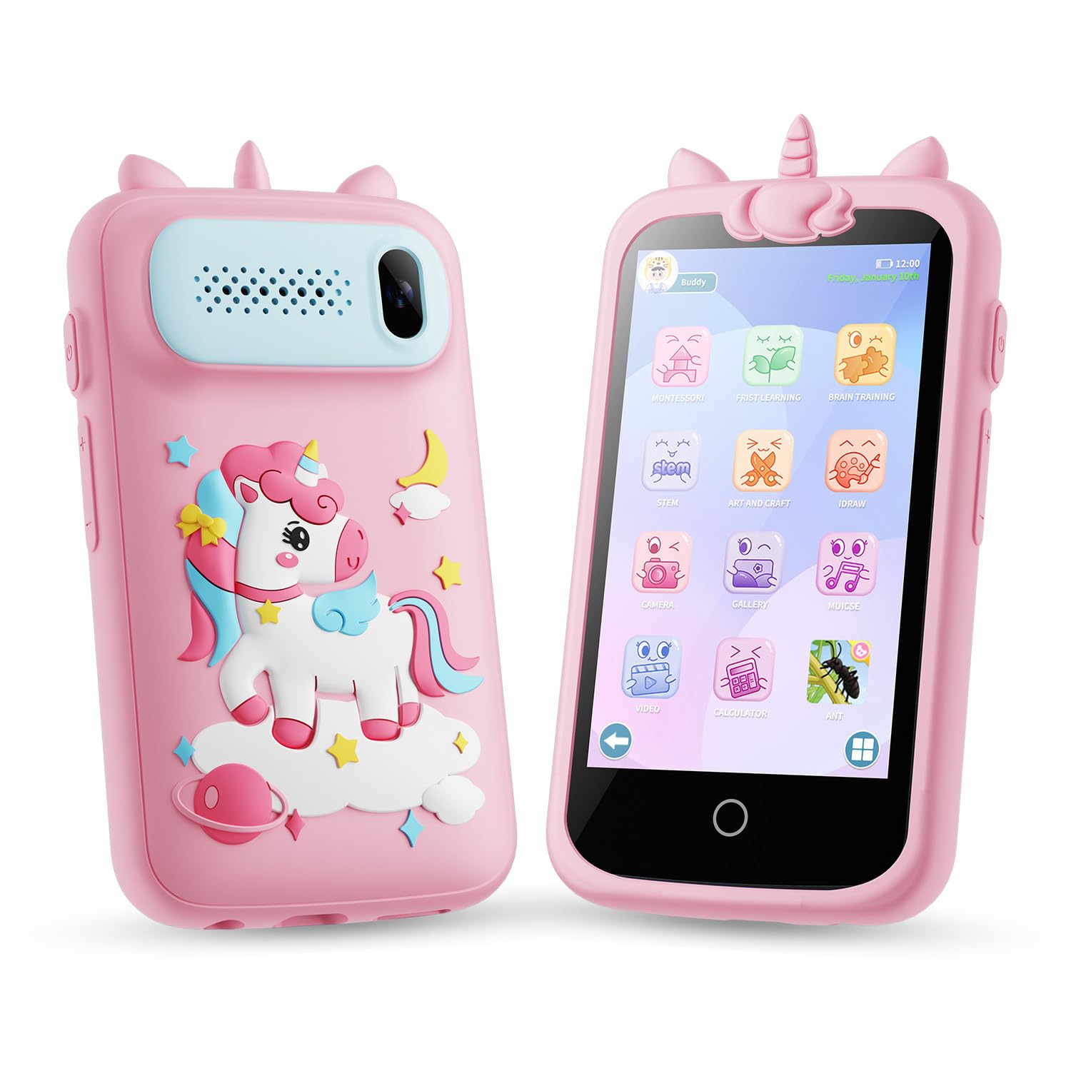 Kids Smart Phone for Girls Toys, 3.97" Touchscreen Kids Cell Phone, Travel Learning Toy for Age 3-12, Birthday Gifts for Girls, 8GB Card Pink — image 1