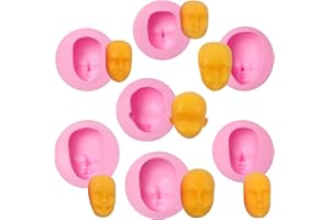 LCCAKEM Human Face Fondant Silicone Molds, Baby Face Chocolate Molds, Tools Doll Face Kitchen Baking Molds for Cake Decoration Cupcake Topper Candy Sugar Craft Gum Paste Clay Resin