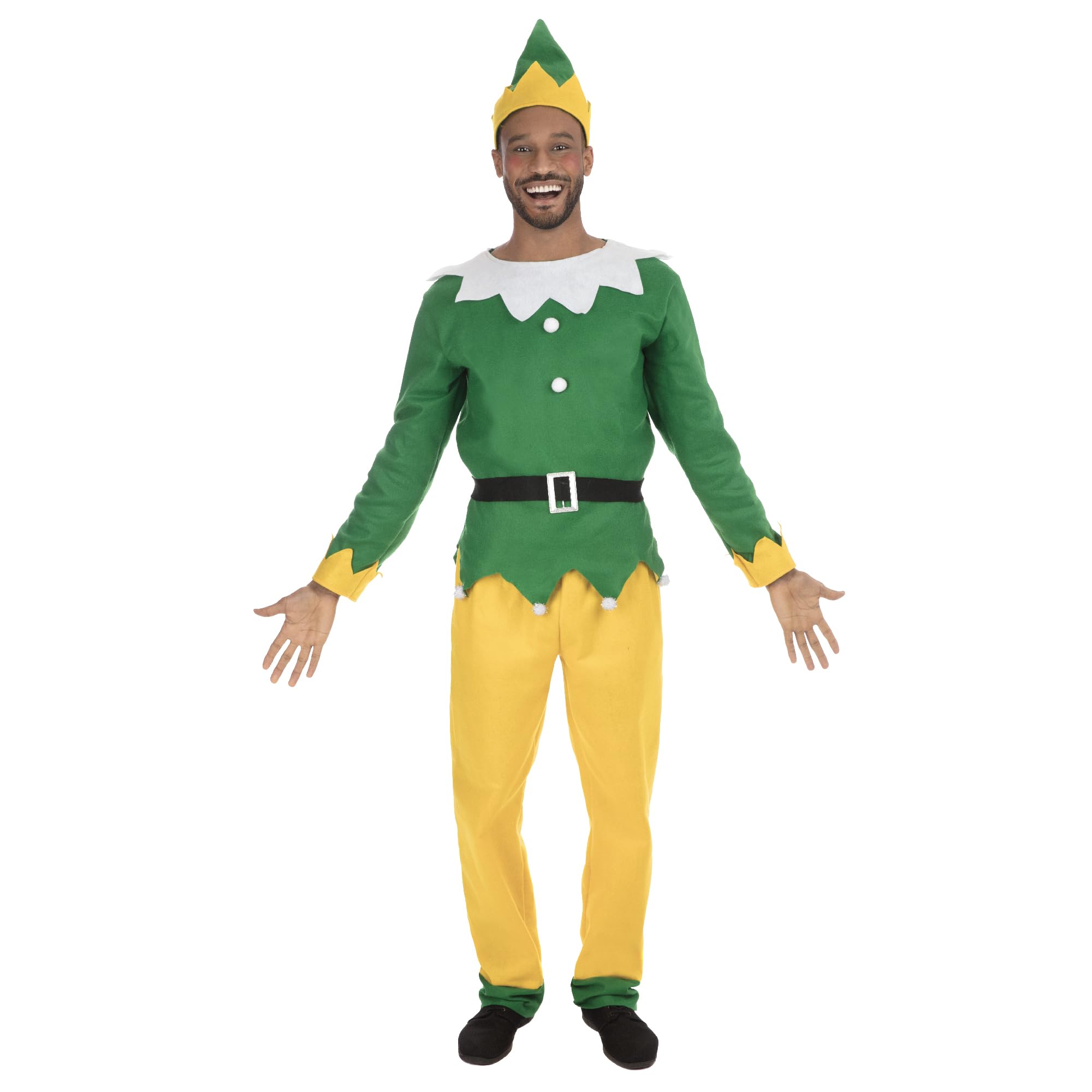 Bristol Novelty AF174XL Christmas Helper Male (Extra Large) Costume, Men, Green, Yellow, XL Halloween