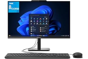 Lenovo 24 23.8" FHD All-in-One Desktop Computer for Home Office, Intel Processor 8-Core, 32GB DDR4 RAM, 1TB PCIe SSD, WiFi 6, Bluetooth 5.2, Business AIO, Keyboard and Mouse, Black, Windows 11 Home