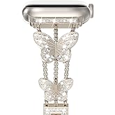 NewWays Compatible for Apple Watch Band Butterfly 46mm 42mm 38mm 40mm 41mm 42mm 44mm 45mm 49mm, Sparkling Bling Diamonds Bracelet for iWatch Band Series 10 9 8 7 6 5 4 3 Womens