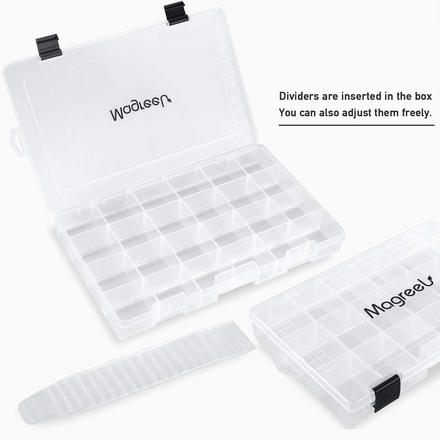 Magreel Fishing Tackle Boxes, Transparent Fish Tackle Storage with Adjustable Dividers, Waterproof Plastic Box Organizer 3600/3700 Tackle Trays, 1 Pack /3 Packs : Sports & Outdoors