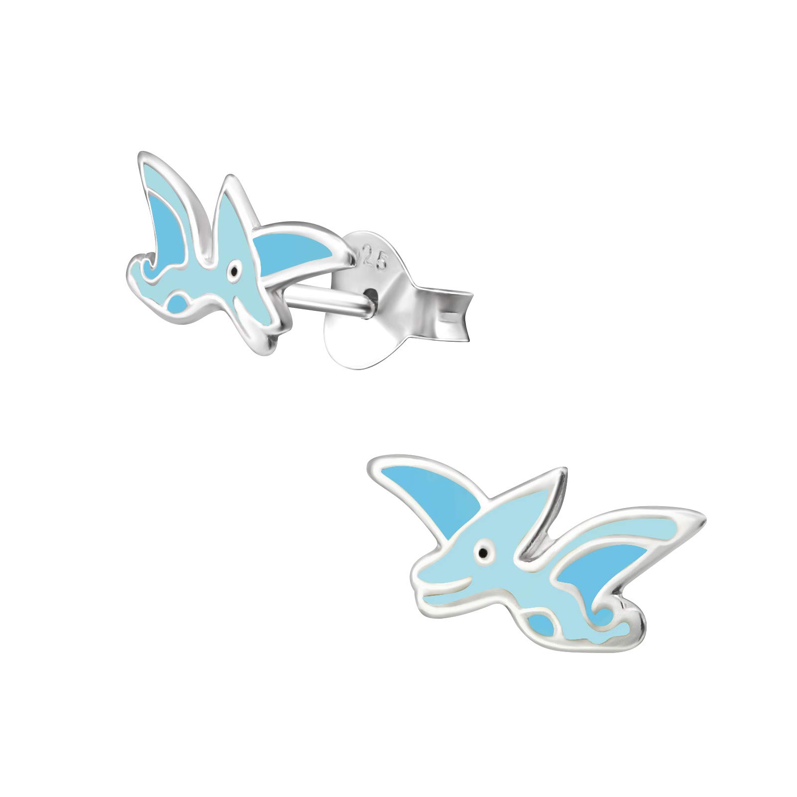 925 Sterling Silver Lightweight Hollow-Back Dinosaur Stud Earrings for Women & Girls – Cute Fantasy Jewellery Gift Boxed