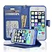 Navor iPhone Life Protective Deluxe Book Style Folio Wallet Leather Case for iPhone 5 & iPhone 5S ( Hot Blue )