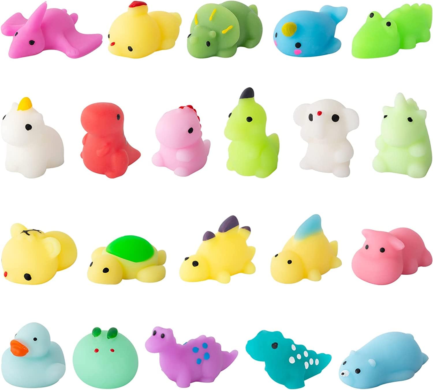 JUAUO 21 Pieces Mini Animal Squishy Pack - Soft Fidget Toys Stress Mochi Squeeze Toys, Kids Childrens Fidget Stress Relief Sensory Toy Party Bags Filler