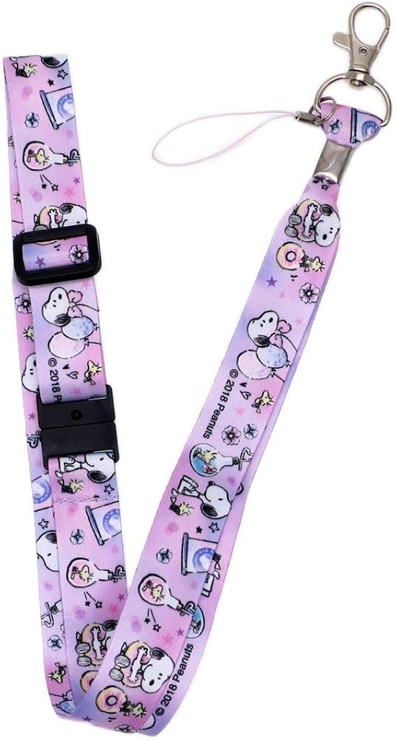 Amazon スヌーピー キャラクターネックストラップ パープル ジュエリー 通販