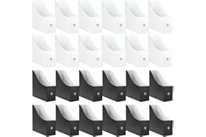 Limitliho 24 Pack Cardboard Magazine Holder, Magazine File Holder for Home, Office, Desk, 10.6'' H×10.2'' L ×3.5''W Magazine Storage Box (12 Pack White and 12 Pack Black)