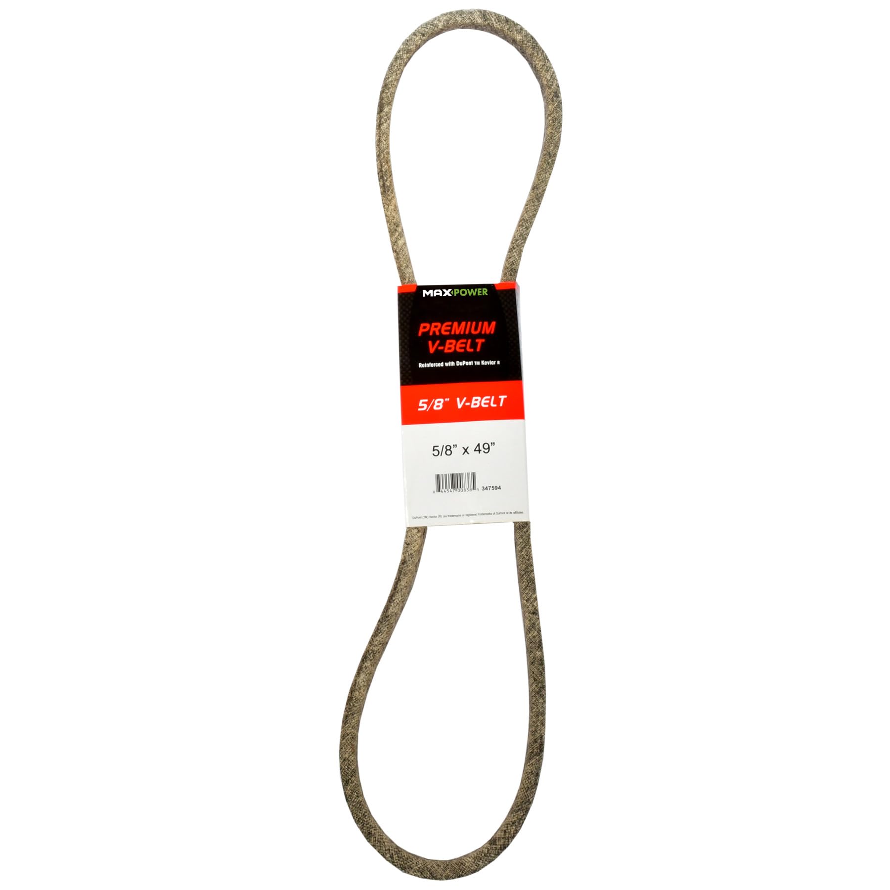 Maxpower 347594 Premium Belt Reinforced with Kevlar Fiber Cords, 5/8" x 49"