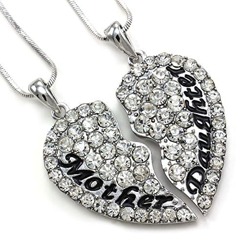 Viewred Eloi Jewelry Mother and Daughter Necklace Best Friend Pendant Necklace Gift (Size: 1.5" 1.5", Color: White)