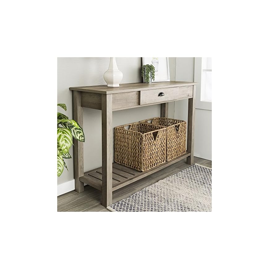 New 48 Inch Wide Country Style Sofa Table in Gray Wash Finish LAVORIST