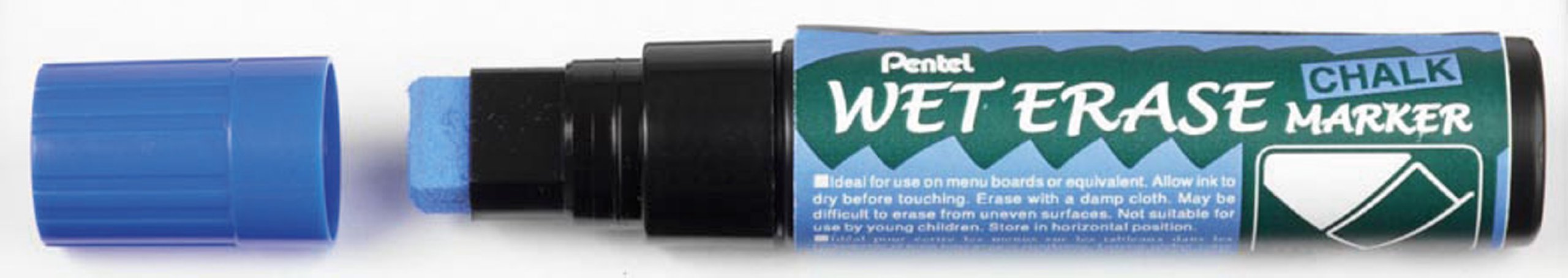 Pentel Wet Erase Chalk Markers, Jumbo Chisel tip, Blue Ink, 1 Pack of 12 Markers