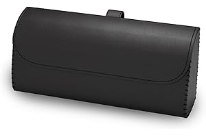 ROSON Sunglasses Holder for Car Visor, Leather Auto Eyeglasses Sun Visor Organizer Case, Handmade Universal Vehicle Visor Accessories Glasses Protective Storage Box for Man Women (Black)