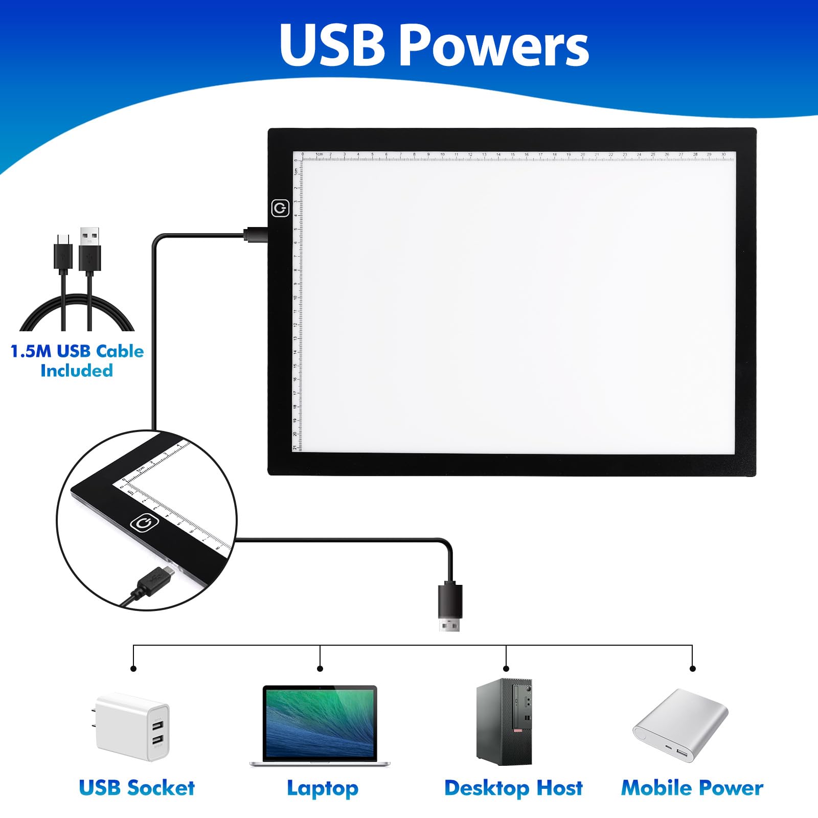 Dorhui A4 Light Pad for Weeding Vinyl, LED Copy Board Light Tracing Box Ultra-Thin Adjustable USB Power for Vinyl Weeding Tools, Silhouettes, Cameos, HTV