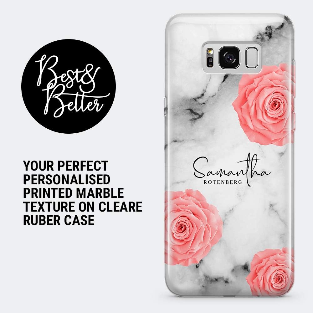 YPH Personalised Flowers Case, Rose Marble, Herbal/Floral Pattern Gel Cover for Samsung A80/90 - marble 4 - BB16