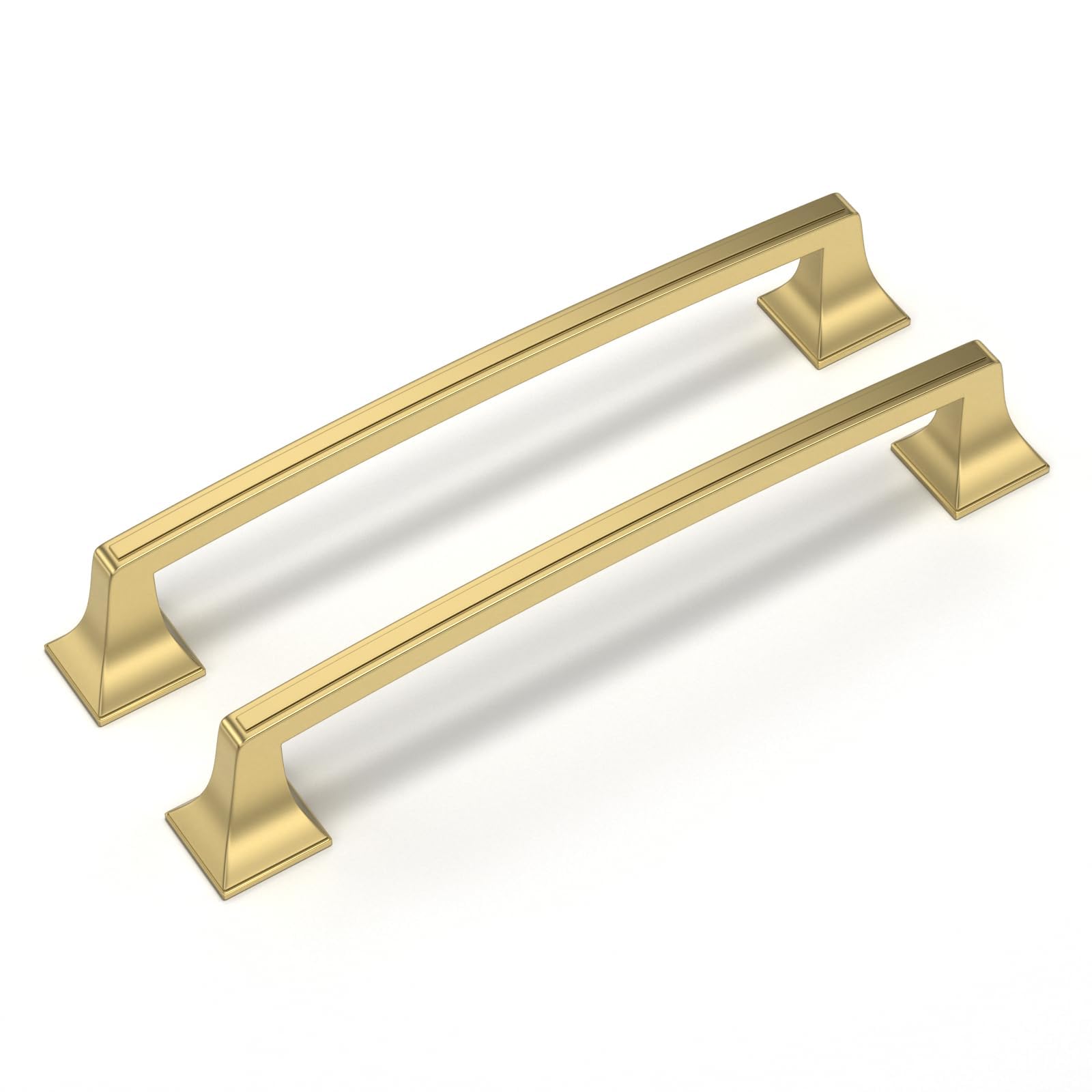 Goldenwarm 5Pack Cupboard Handles Gold Kitchen Cabinet Handles 160mm Hole Centers Solid Zinc Alloy Drawer Pulls