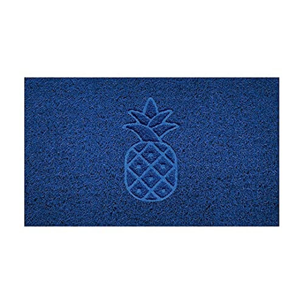 Nicoman Embossed Spaghetti Door Mat Dirt-Trapper Jet-Washable Doormat 70x43cm (Blue, PINEAPPLE Shape) - Use Indoor or Sheltered Outdoor