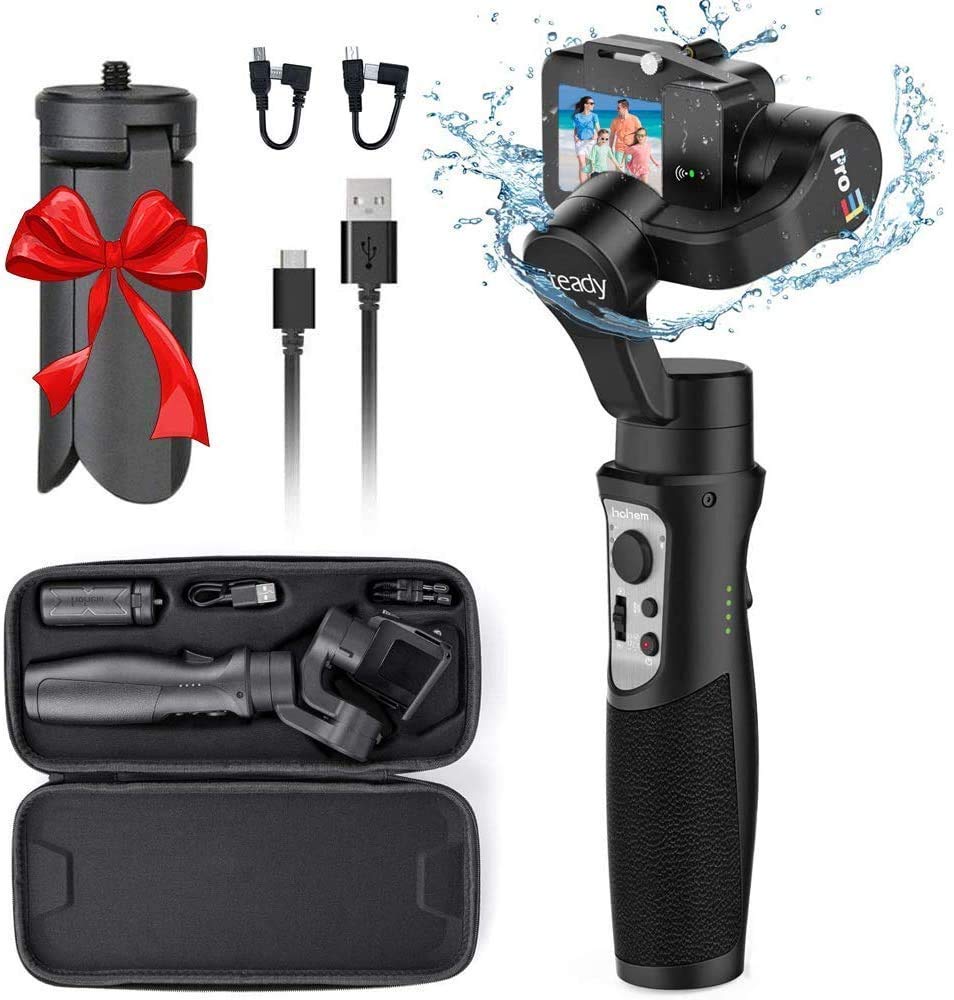hohem iSteady Pro3 3-Axis Gimbal Stabilizer Action Cameras Handheld Gimbal Compatible with GoPro Hero 8/7/6/5/4/3 DJI OSMO Action Insta360 SONY RX0 SJCAM YI-CAM Splash Proof Wireless Control 12hrs