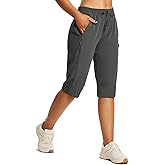 baleaf Women's 15" Hiking Shorts Long Bermuda Cargo Below The Knee Capris Lightweight Quick Dry Elastic Waist for Casual