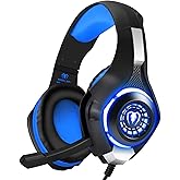 BlueFire Stereo Gaming Headset with Microphone for PS5 PS4 Xbox One Switch PC Mac – Wired Over-Ear Headphones with Surround Sound, Soft Memory Foam, Noise Canceling Mic, Light, 3.5mm Jack (Blue)