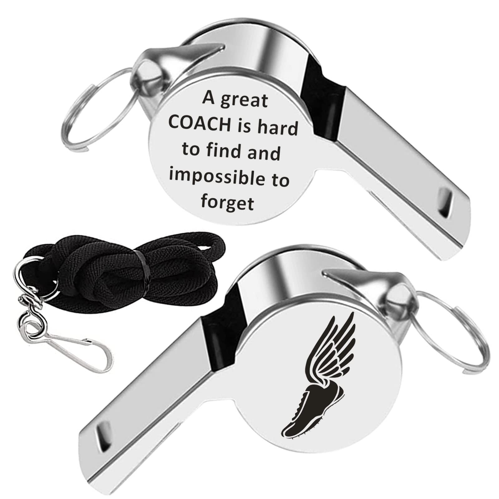 KEYCHIN Track Coach Whistle With Lanyard A Great Coach is Hard to Find and Impossible to Forget Whistles Track & Field Gifts, L, Stainless Steel, stainless steel