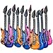 Katzco Rock Guitar Inflatable 24 Inch for The Rock Star - 12 Pack Assorted Colors Red, Sky Blue, Purple, and Pink, Party Decoration, Festivals, Concerts, Plastic, Waterproof, Easy to use and Store