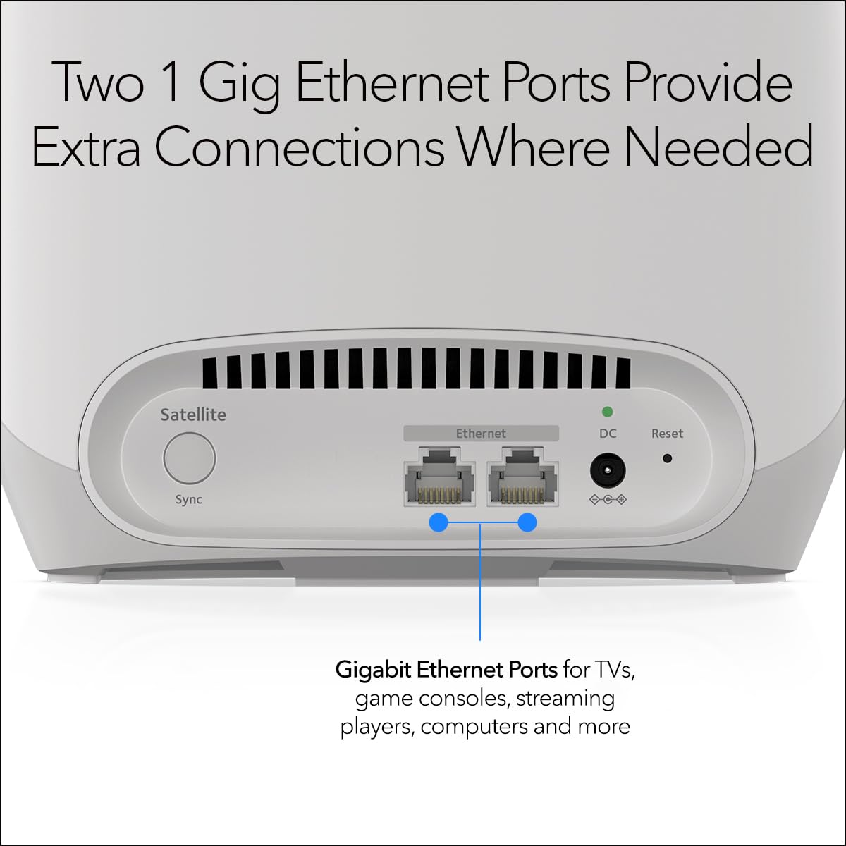 NETGEAR Orbi Whole Home Tri-Band Mesh WiFi 6 Add-on Satellite (RBS760) – Works with Your Orbi WiFi 6 System – Security Features - Adds Coverage up to 2,500 sq. ft. - AX5400 up to 5.4 Gbps