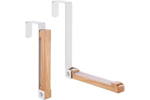 CINPIUK Over Door Hanger, Retractable Over The Door Hook, Valet Hooks Multiple Hanging Rack Organizer for Clothes Coats Towels, Ideal for Laundry Room & Bathroom, 2Pcs, White