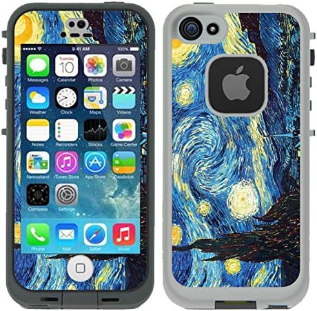 Teleskins Protective Designer Vinyl Skin Decals/Stickers for Lifeproof iPhone 5/5S/Se Fre Case -Vincent Van Gogh The Starry Night Design Patterns - only Skins and not Case
