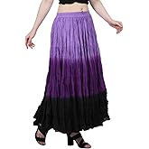 Wevez Women’s 40 Inch Cotton Full Circle Elastic Waist Tribal Fusion Belly Dance A Line Plus Size Maxi Skirt